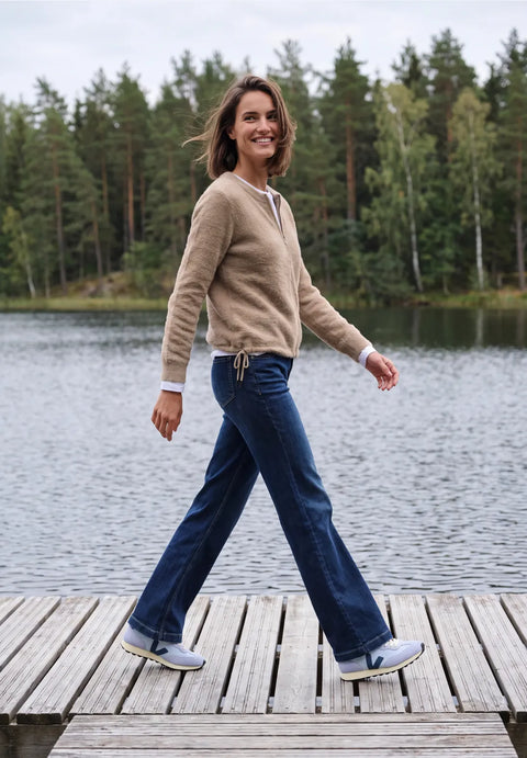 Cecil Feather Yarn Cardigan - creamy mocha