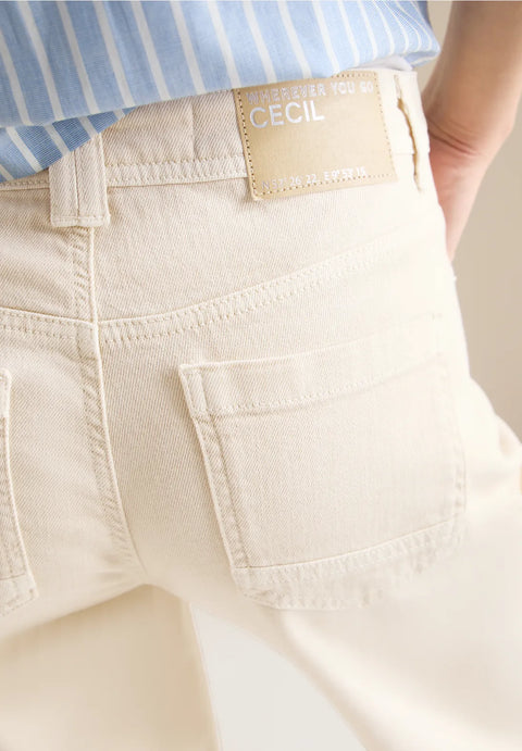 Cecil Neele Wide Leg Jeans - Pearl Beige 30 inch leg