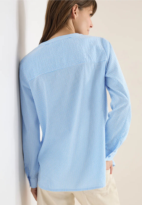 Cecil Seersucker Stripe Blouse - Cloud blue