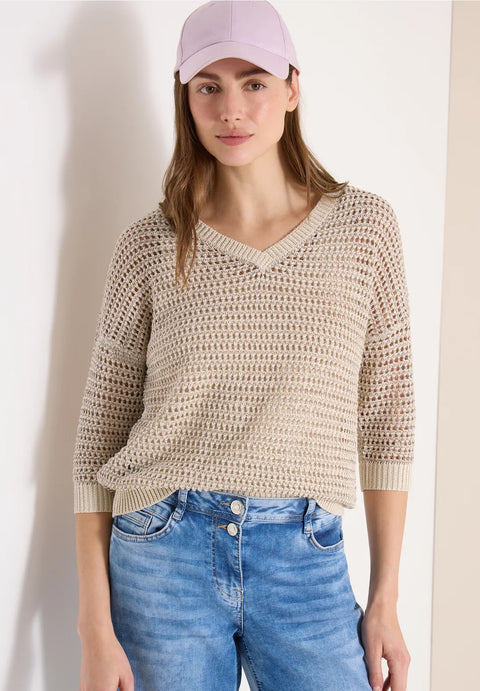 Cecil V-Neck Knit with Yarn Mix
