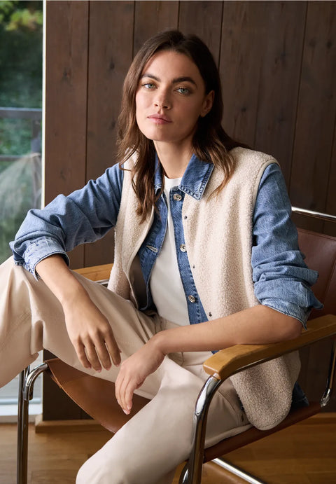 Cecil Curly Fake Wool Gilet