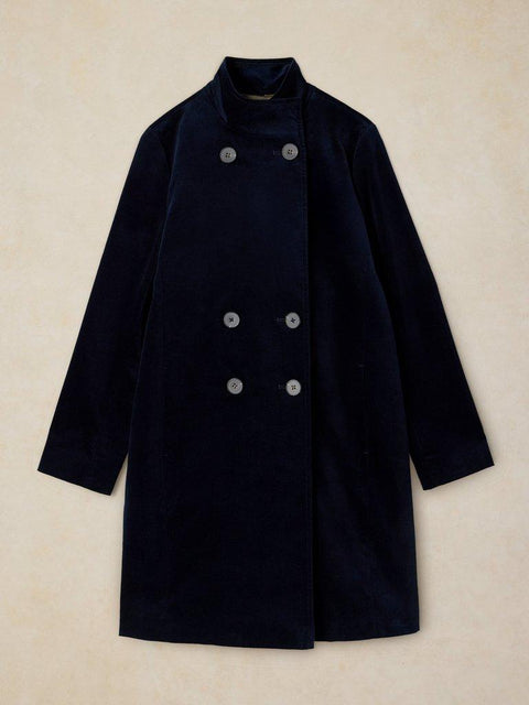 White Stuff Kaia Velvet Coat - dark navy