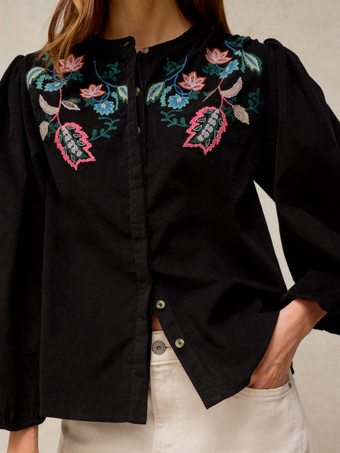 White Stuff Wren Embroidered Cord Blouse