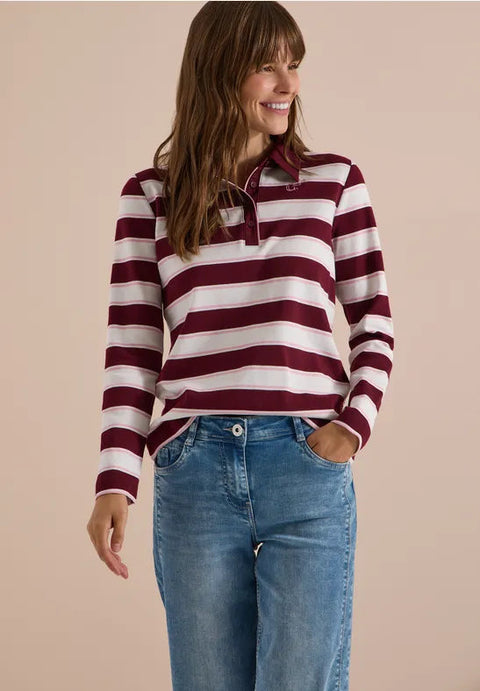 Cecil Long Sleeve Polo Shirt - wine