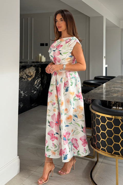 Girl in Mind Betty Skater Midi Dress - Pink