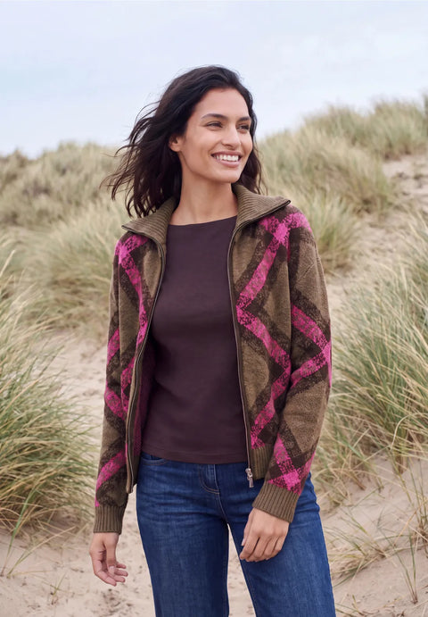 Cecil Feather Yarn Cardigan with turtle neck