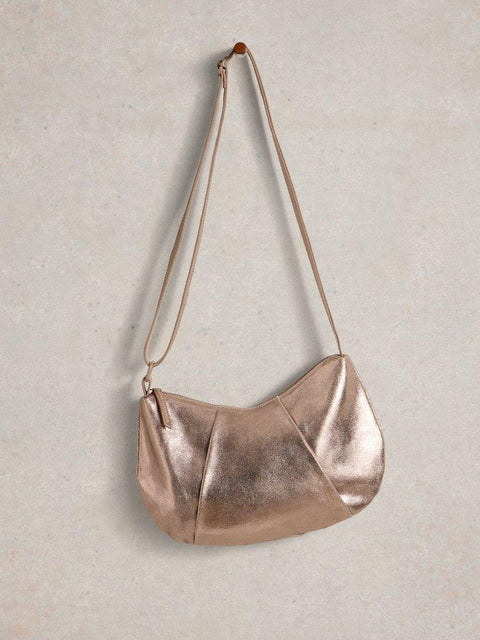 White Stuff Lucy Leather Bag - Gold Tone Metallic