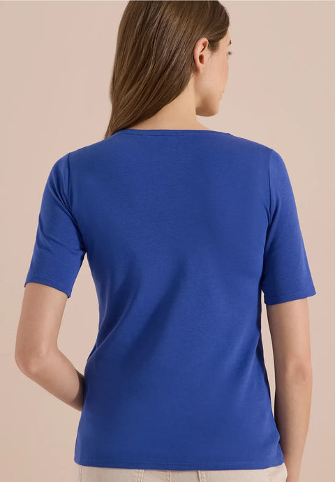 Cecil Basic Round Neck Tee - deep river blue