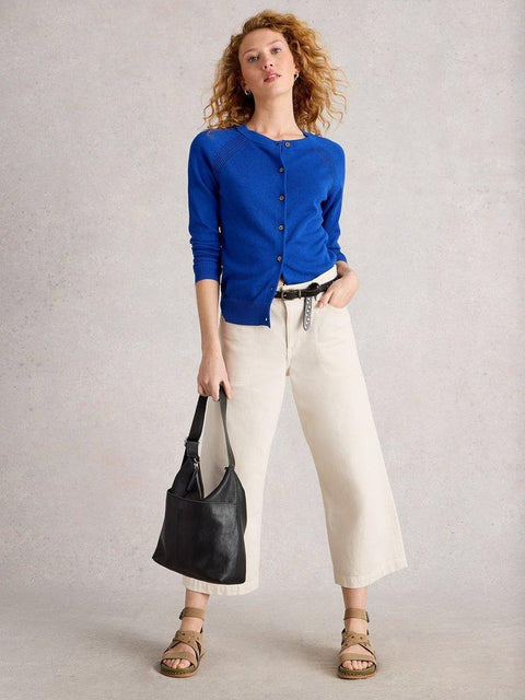 White Stuff Lulu Crew Neck Cardigan- Deep blue