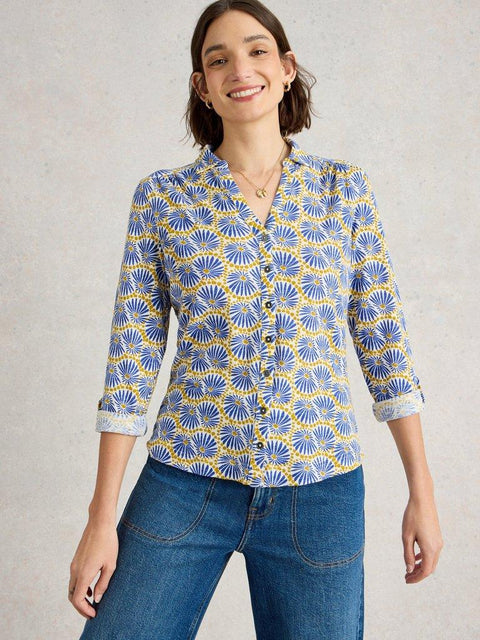 White Stuff Annie Jersey Shirt - White Print