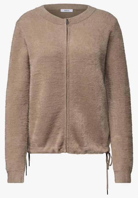 Cecil Feather Yarn Cardigan - creamy mocha