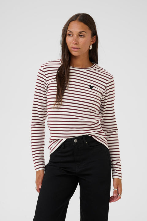 Liddy Long Sleeve T-Shirt - Blue & Wine