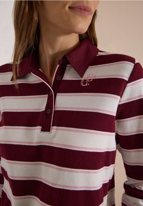 Cecil Long Sleeve Polo Shirt - wine