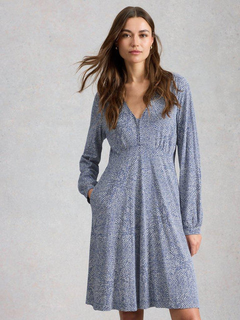 White Stuff Meg Jersey Dress - BLUE Multi