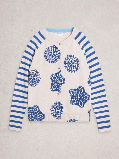 White Stuff Lulu Crew Neck Print Cardi  - Ivory Print