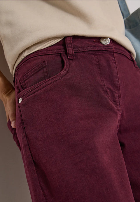 Cecil Wide Leg Neele Jeans - red wine