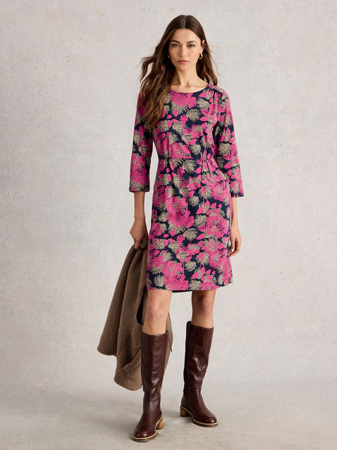 White Stuff Taille Jersey Dress - Pink Multi
