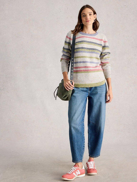 White Stuff Talia Nep Stripe Jumper - Grey Multi