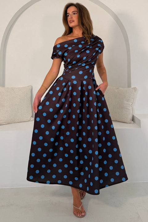 Betty Polka Dot Dress - Brown