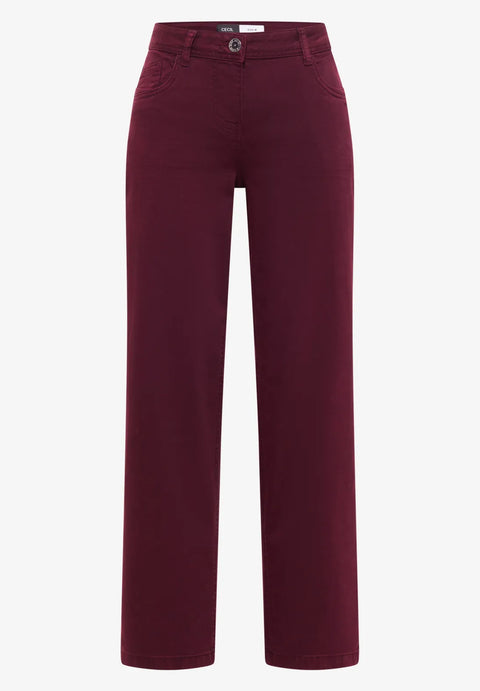 Cecil Wide Leg Neele Jeans - red wine
