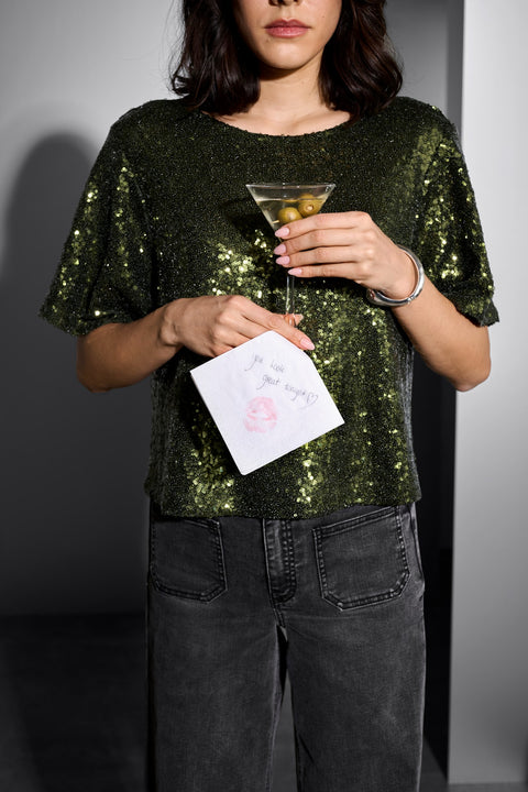 Kaffe Kamiranda Sequin Blouse - Ivy Green