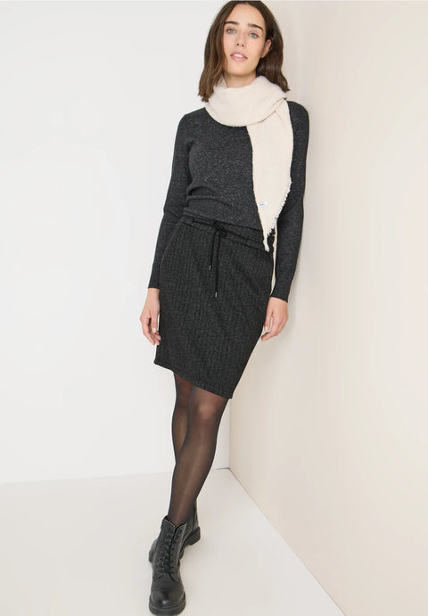 Cecil Herringbone Short Skirt - Black