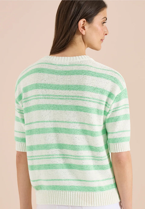 Cecil Short Sleeve Stripe Knit - Lime