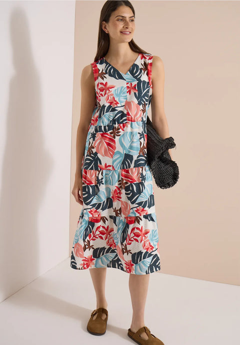Cecil Printed Midi Dress V Neck