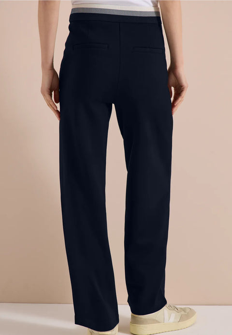 Cecil Straight Leg Jersey  Trousers - Universal Blue
