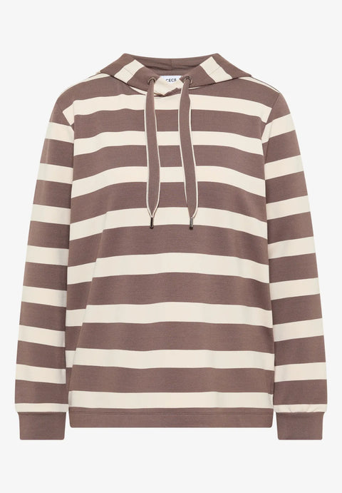 Cecil Striped Hoody - Urban Taupe
