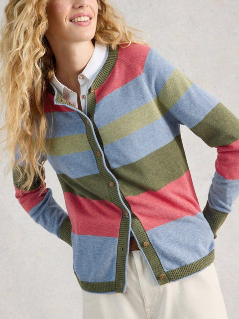White Stuff LULU CREW NECK STRIPE CARDI
in GREEN MULTI