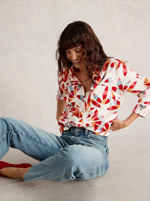 White Stuff Sophie Organic Cotton Shirt - Ivory Multi