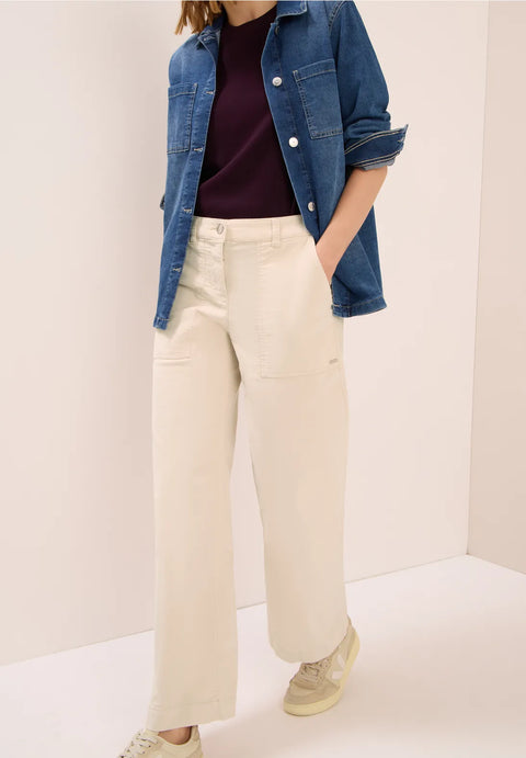 Cecil Wide Leg Corduroy Trousers - Beige