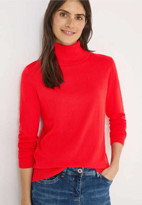 Cecil Basic Roll Neck Knit - Pumkin Orange