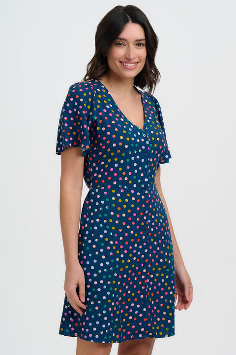 Sugarhill Kari Mini Dress - Navy Rainbow Marbles