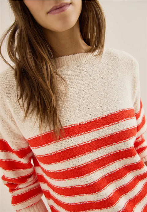 Cecil Striped Summer Knit - pearl beige