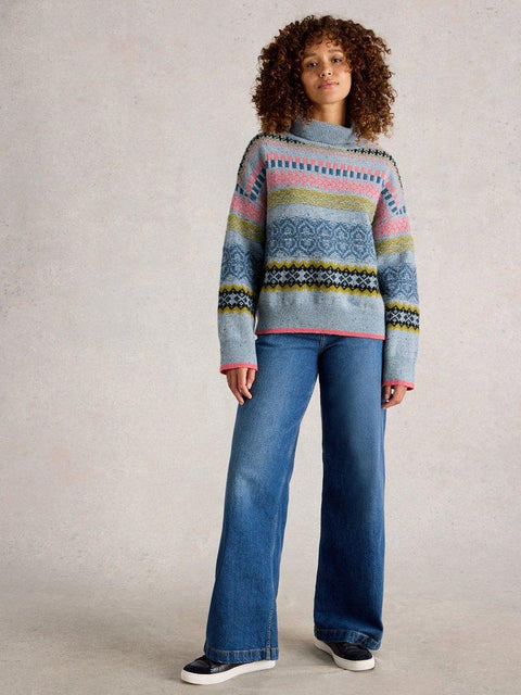 White Stuff Felicity Farisle Jumper- Blue Multi