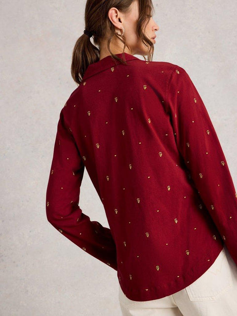 White Stuff Annie Embroidered Shirt - Deep Red