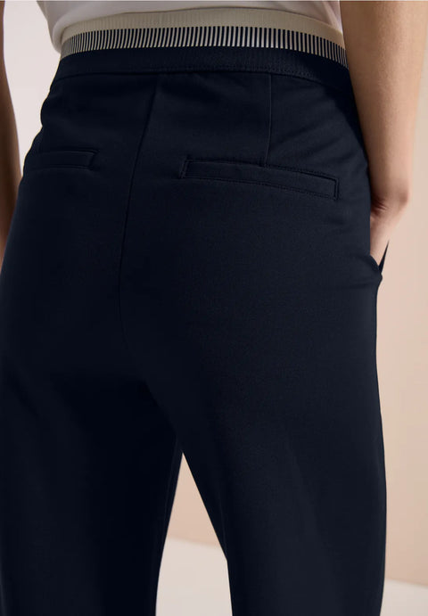 Cecil Straight Leg Jersey  Trousers - Universal Blue