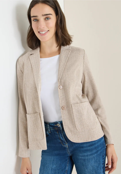 Cecil Herringbone Blazer - Creamy White