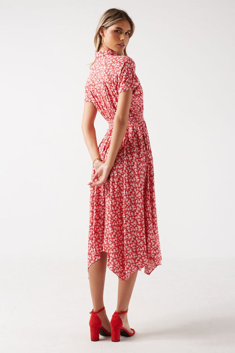 Marc Angelo Ava Ditsy Print Collared Midi Dress - Red