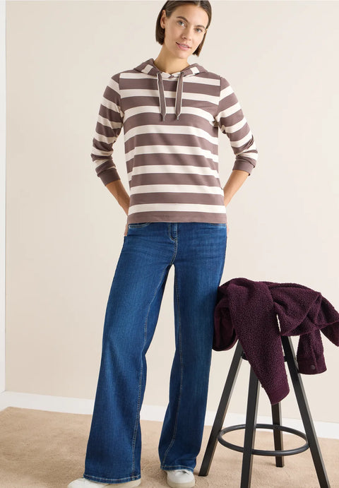 Cecil Striped Hoody - Urban Taupe