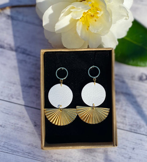 GG Designs White Fan Earrings