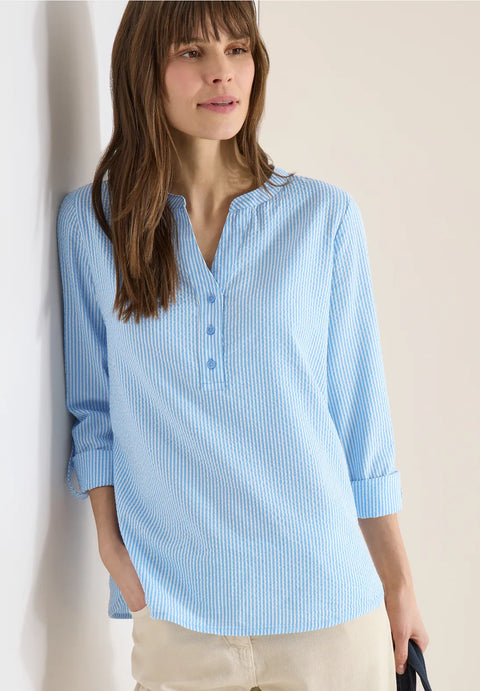 Cecil Seersucker Stripe Blouse - Cloud blue