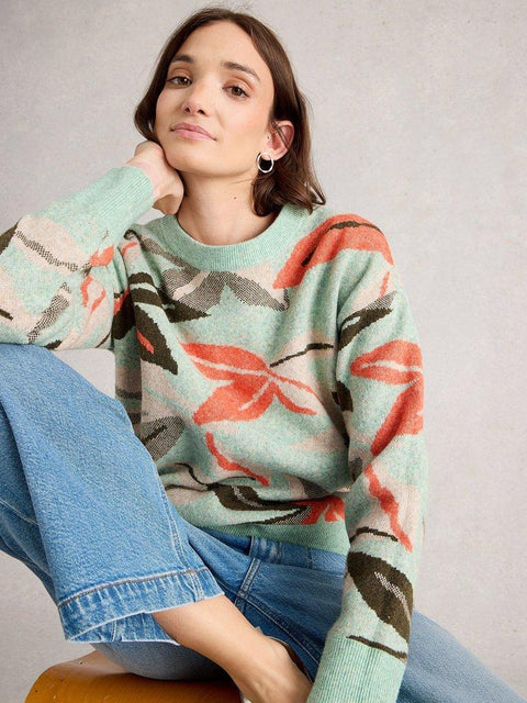 White Stuff Petal Jumper - Green Multi
