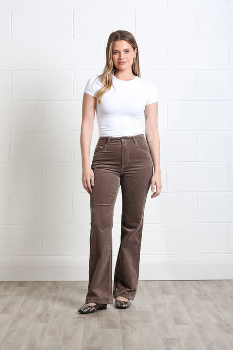 Emily Wide Leg Cord - Taupe