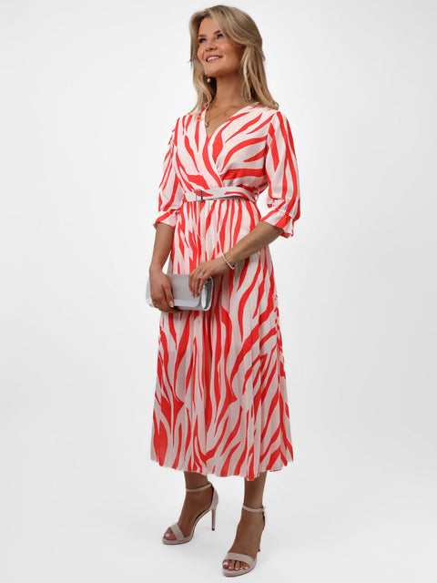 Kate & Pippa Positano Dress in Orange/Cream Print