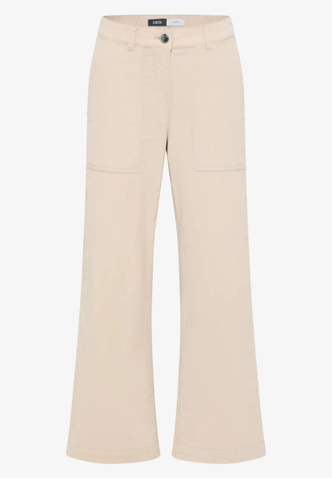 Cecil Wide Leg Corduroy Trousers - Beige