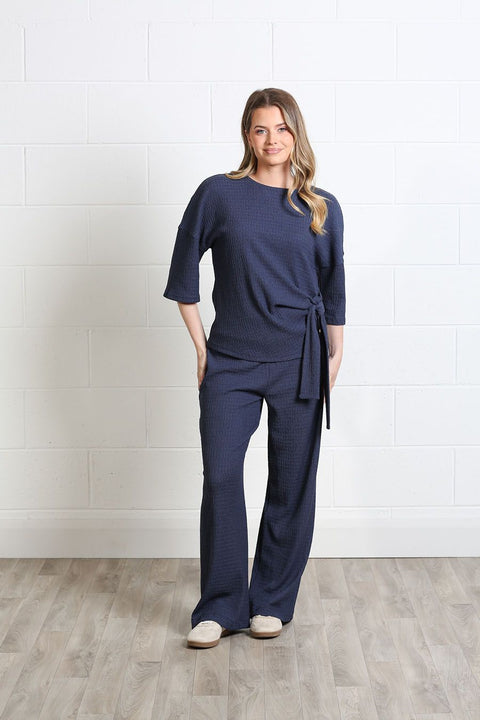 Freya Textured Co-Ord - sea storm blue