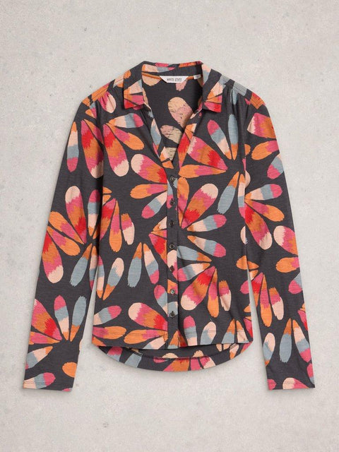 White Stuff Annie Jersey Shirt - Grey Print